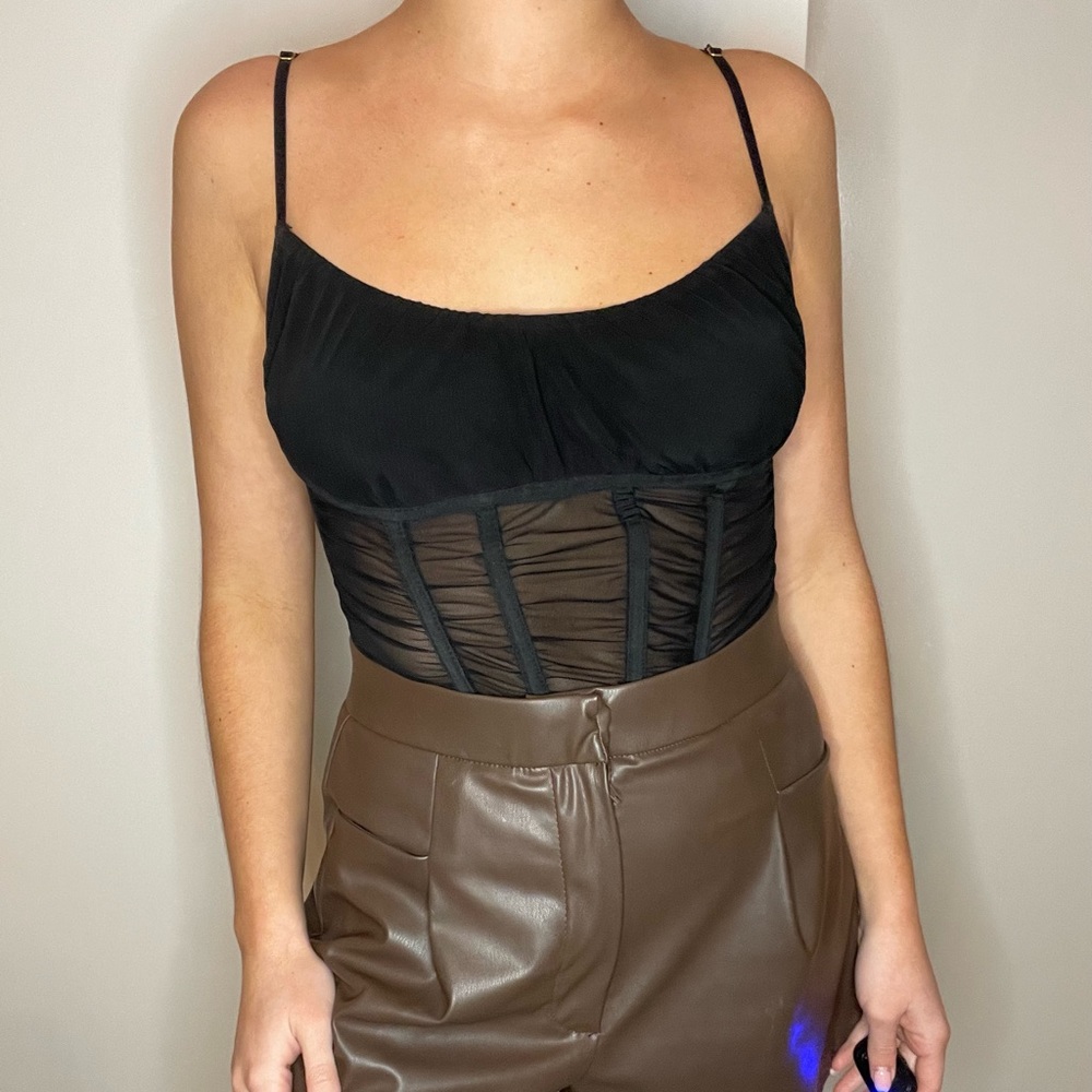 Black crop top with adjustable straps size small